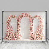 Lofaris Sweet Pink Triple Arch Door Elegant Wedding Backdrop